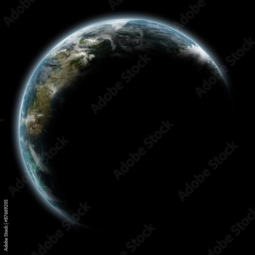 Planet Earth space scene with lit up visible outline - Elements of this Image Furnished By NASA