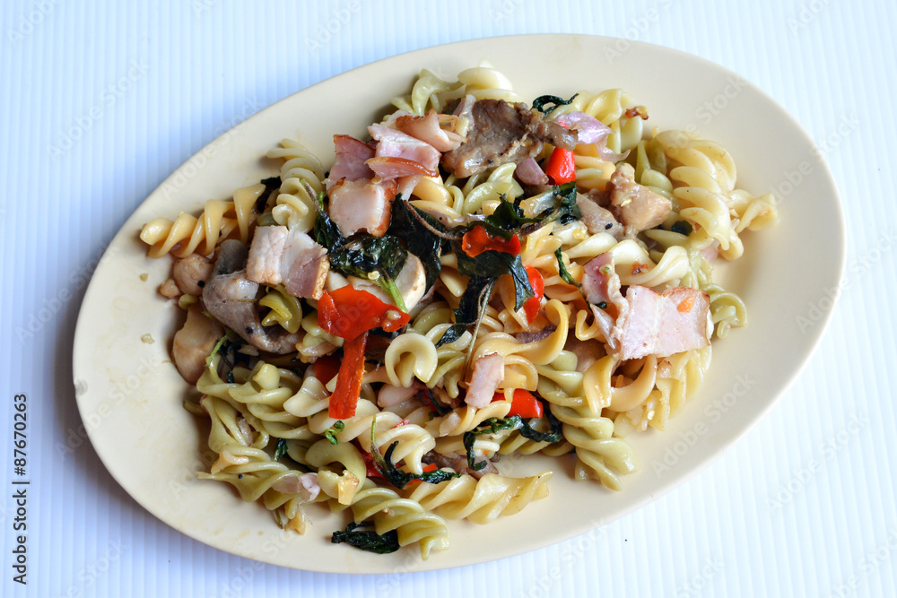 Bacon Macaroni Stir Basil Bacon Macaroni Stir Basil