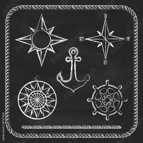 Nautical symbols - compass, anchor