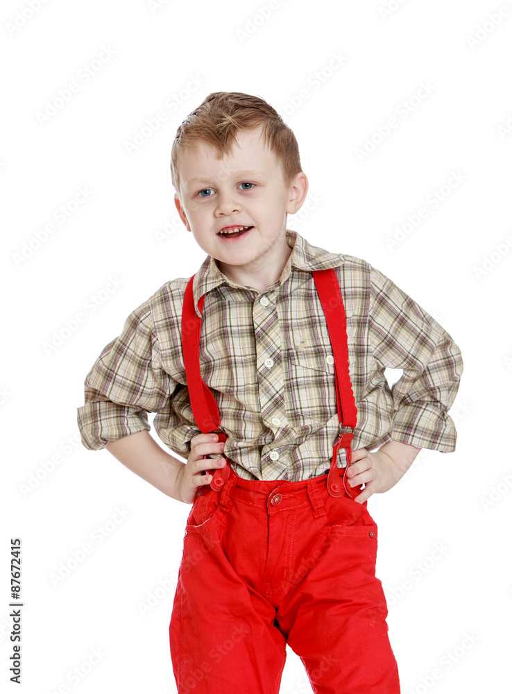 Little boy in red shorts Little boy in red shorts