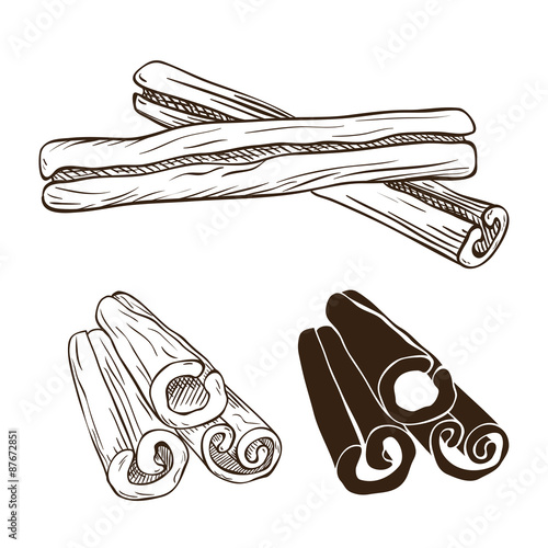 Silhouettes of cinnamon sticks