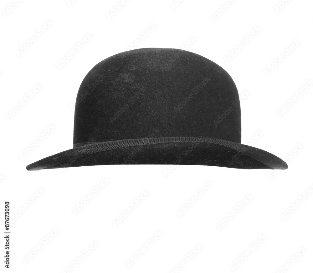Black bowler hat isolated on white background. Black bowler hat isolated on white background.