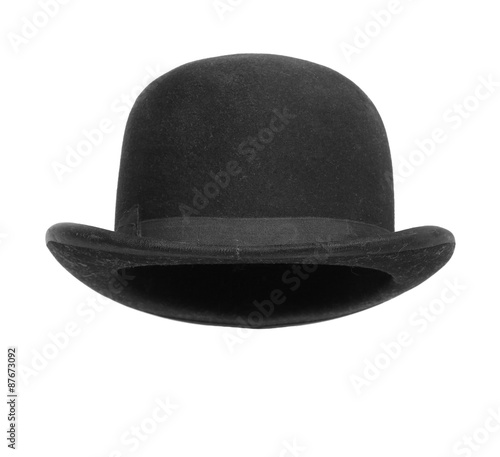 Foto Black bowler hat isolated on white background.