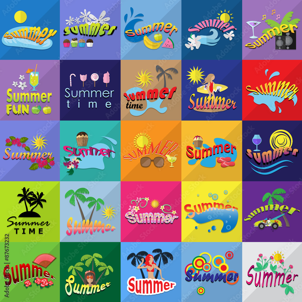 Summer Flat Icons Set: Vector Illustration, Graphic Design