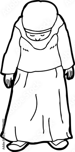 Outline of Shy Muslim Woman