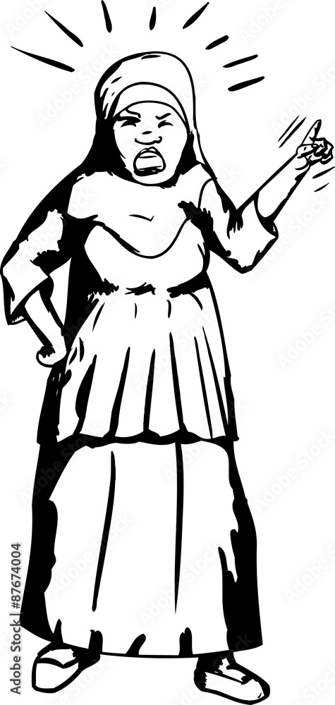 Outline of Yelling Muslim Woman