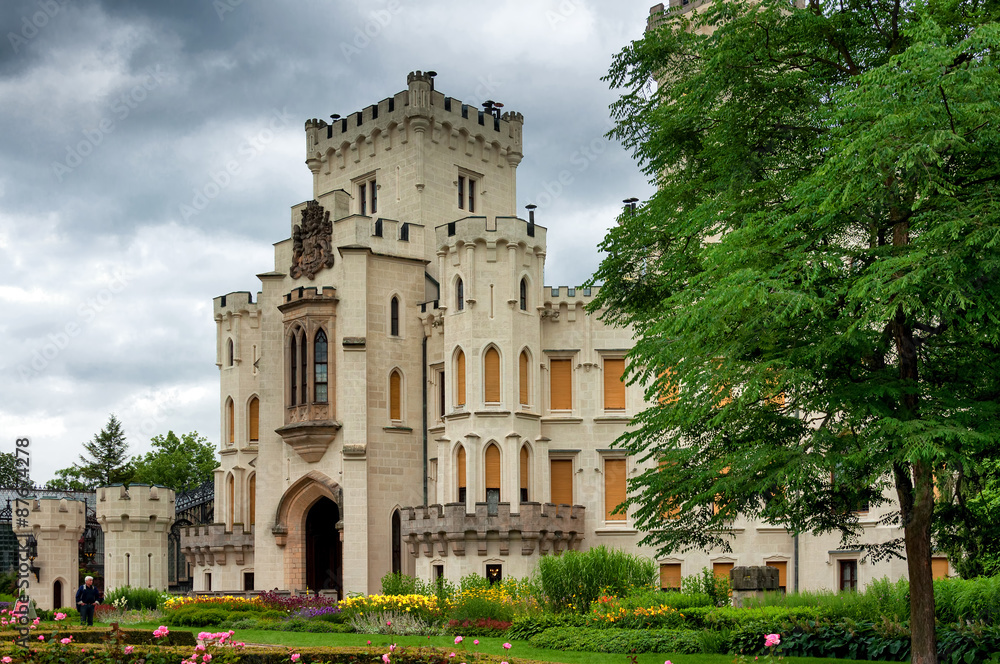 Fasade of Castle in Hluboka nad Vltavou, Czech Republic