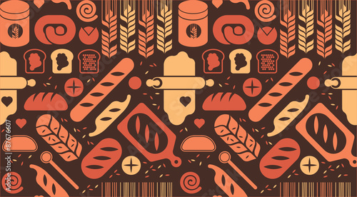 Background with bread silhouettes.