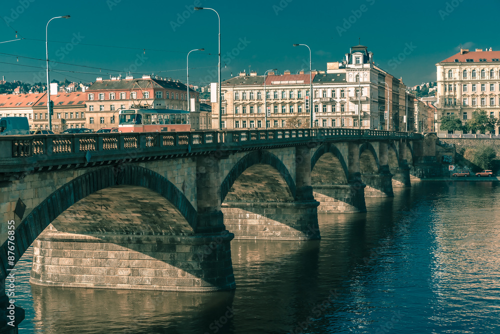 Palacky Bridge in Prague, Czech Republic