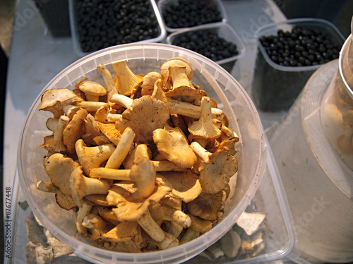 chanterelles mushroom, market in Russia photo