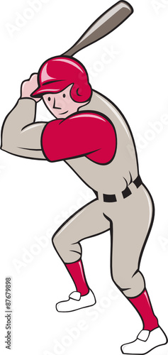Baseball Player Batting Isolated Cartoon