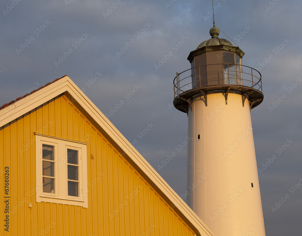 Leuchtturm Smygehuk am südlichsten Punkt Schwedens im Abendlicht Leuchtturm Smygehuk am südlichsten Punkt Schwedens im Abendlicht
