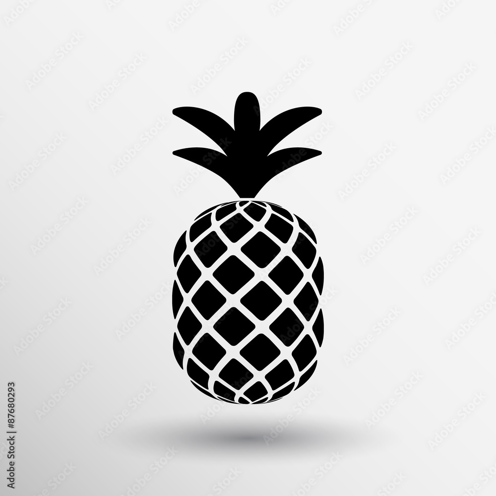Pineapple closeup cartoon sketch hand drawn illustration