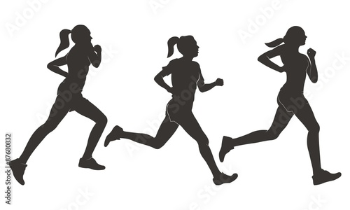 female runners silhouette