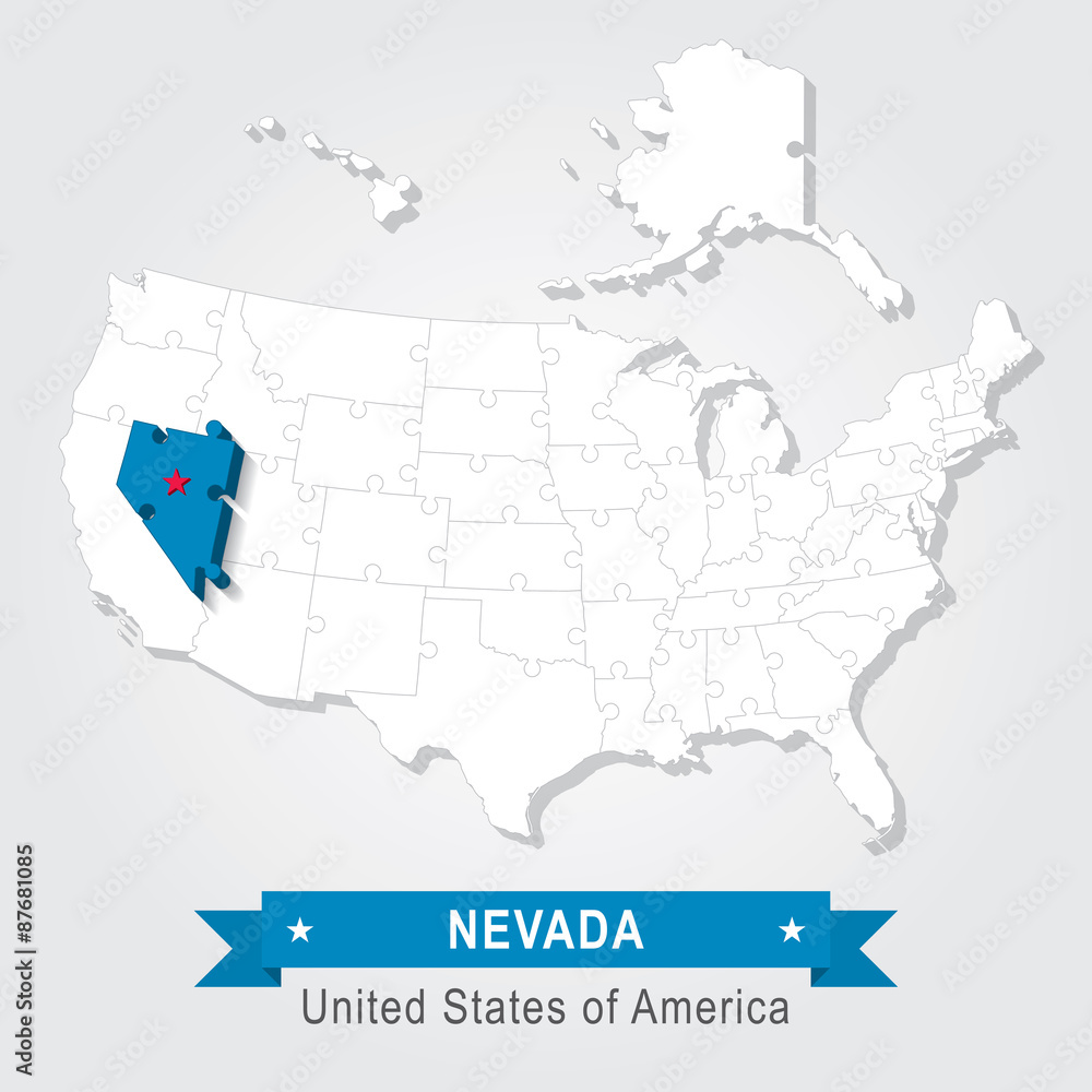 Obraz premium Nevada state. USA administrative map.