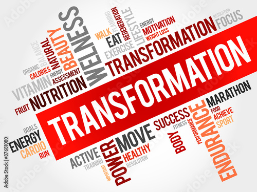 TRANSFORMATION word cloud, fitness, sport, health concept