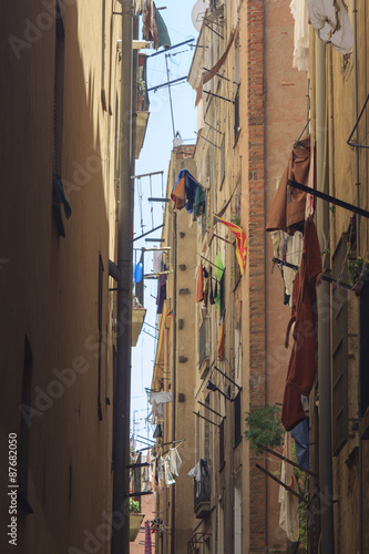 Drying clothes on the upper floors in centre of barcelona