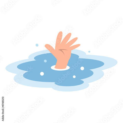 水に溺れる人の手