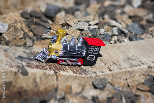 Toy steam loco on the sleeper