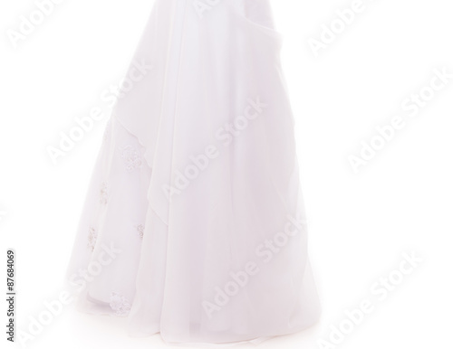 Wedding day. bride long white dress isolated © Voyagerix