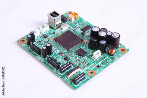 Closeup of computer micro circuit board