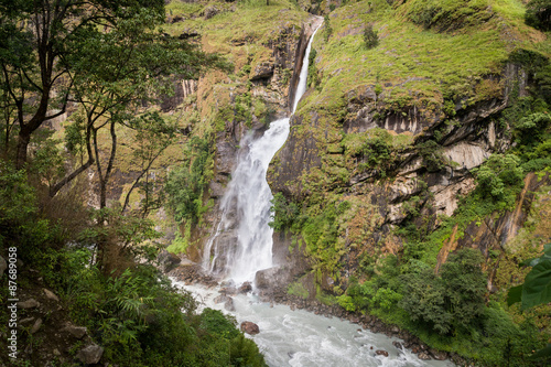 Waterfall in Annapurna range  Himalaya  Nepal