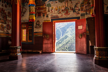Handdoek met foto Nepal Boeddhistisch klooster tussen de bergen  © matiplanas