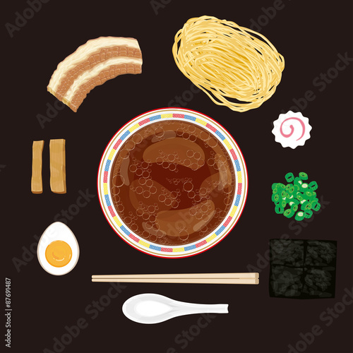 醤油ラーメンの具材
