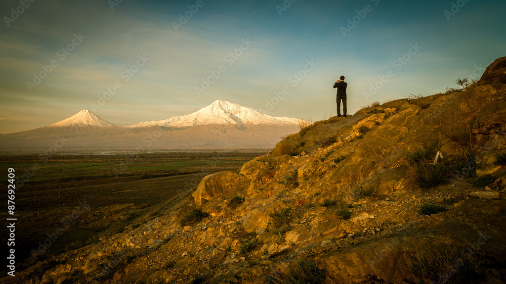 Photographer before Ararat mountain