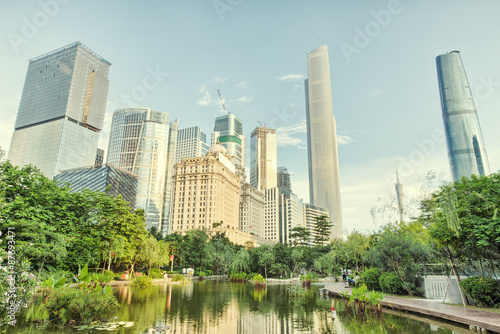 Park and skyscrapers in modern city © zhu difeng