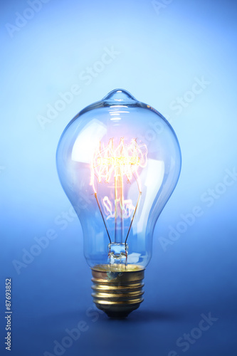 Glowing vintage light bulb