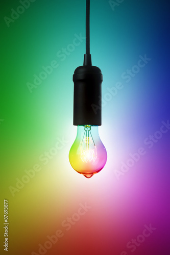 Vintage colorful light bulb