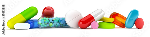 Collection of colorful pills photo