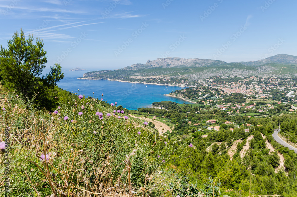 Obraz premium Aerial view over Cassis in Provence, France