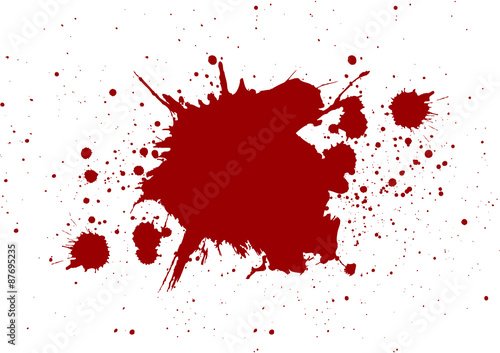 abstract splatter red color on white color background,isolate
