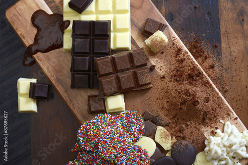 Cooking with Chocolate Concept with Raw Ingredients photo