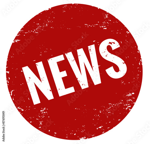 Stempel Grunge news rot button rund