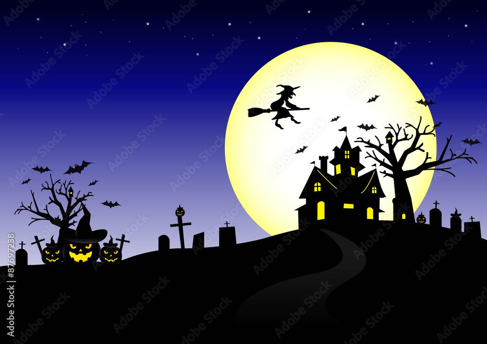 Halloween night and the moon background.vector.