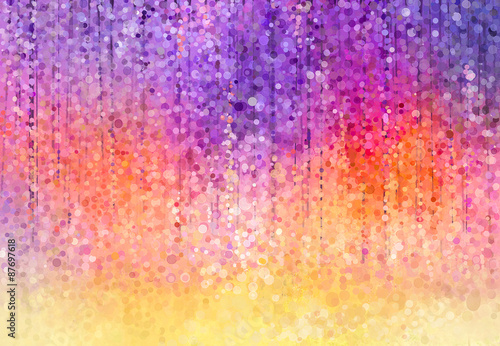Abstract violet  red and yellow color flowers. Watercolor painting. Spring purple flowers Wisteria in blossom with bokeh background