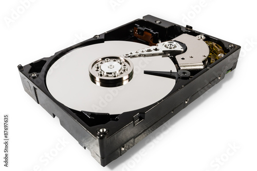 Hard disk isolated on a white background photo