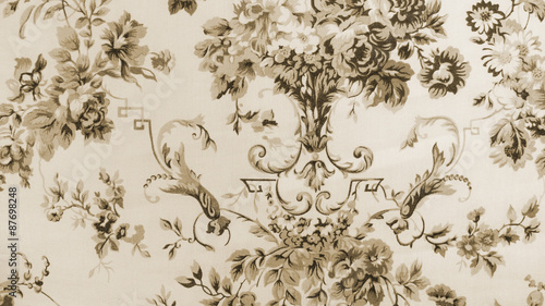 Retro Floral Pattern Fabric Background Vintage Style