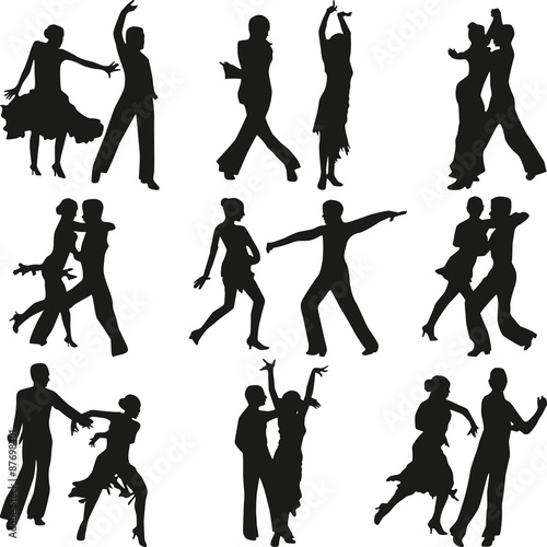 dance people silhouette vector