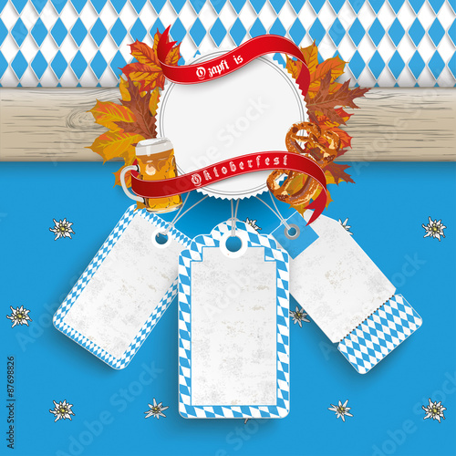Oktoberfest 3 Preisschilder mit Emblem