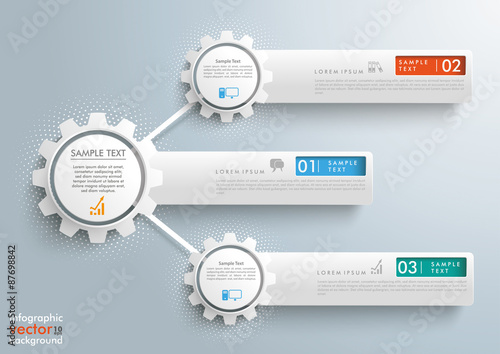 Infographic 3 Network Gears Halftone Banners