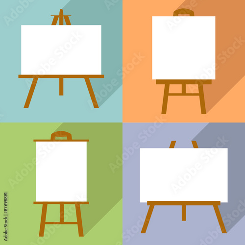 Set of easels with canvas