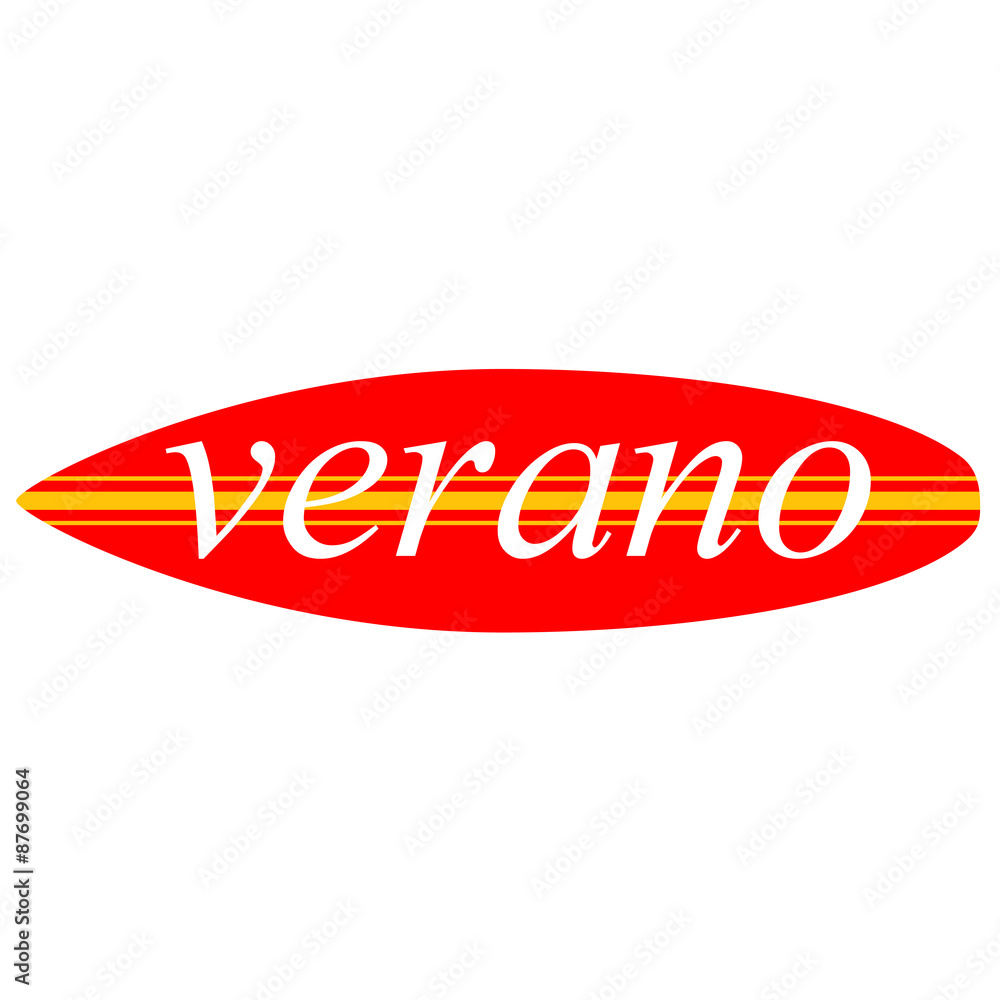 Icono texto verano en tabla de surf Icono texto verano en tabla de surf