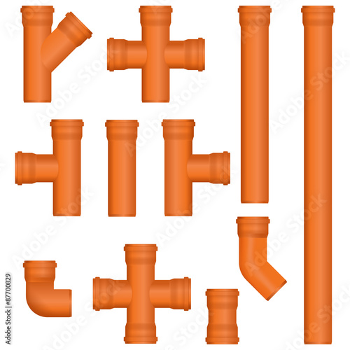 Set of sewer pipes - plastic orange