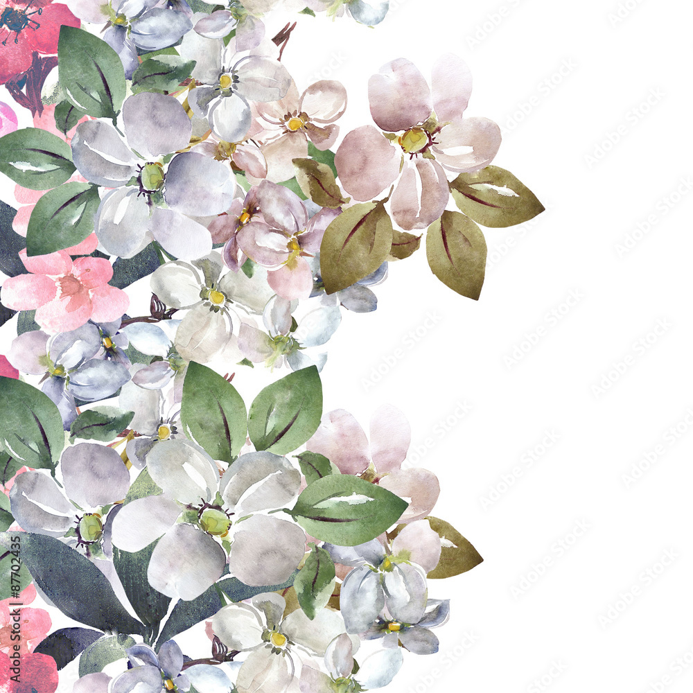 Obraz premium Flowers of apple seamless pattern