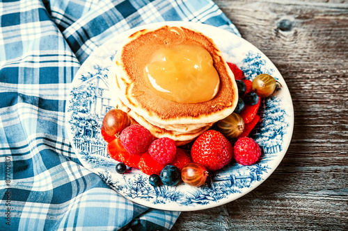 Pancakes with fresh summer berries