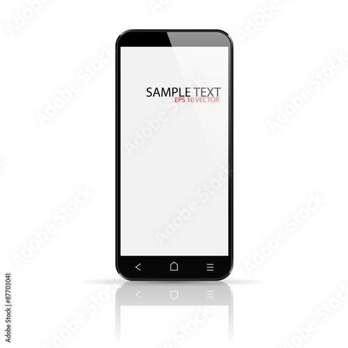 Smartphone with blank screen isolated on white.